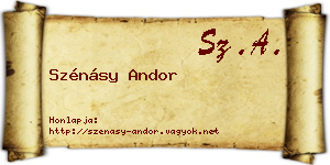 Szénásy Andor névjegykártya